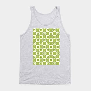 Pistachio green floral and rectangle pattern Tank Top